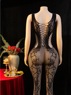 1 pieza Bodystocking de mujer floral, transparente y sexy de red