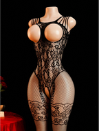 Bodystocking de red, bodystocking sin braguita, copa abierta, sin copa, alta elasticidad